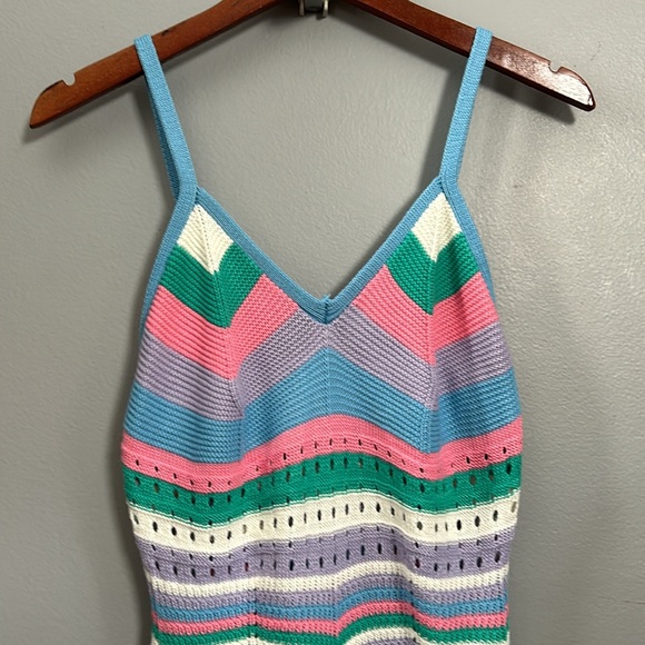 Colorful v-neck Crochet Chevron knit Dress Size small - Picture 11 of 16